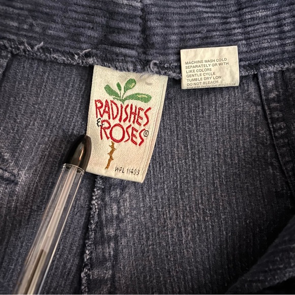 Vintage Radishes & Roses High-Rise Corduroy Trousers in Navy - Picture 6 of 7